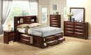 Crown Mark Furniture Emily Captain's King Bed in Rich Cherry