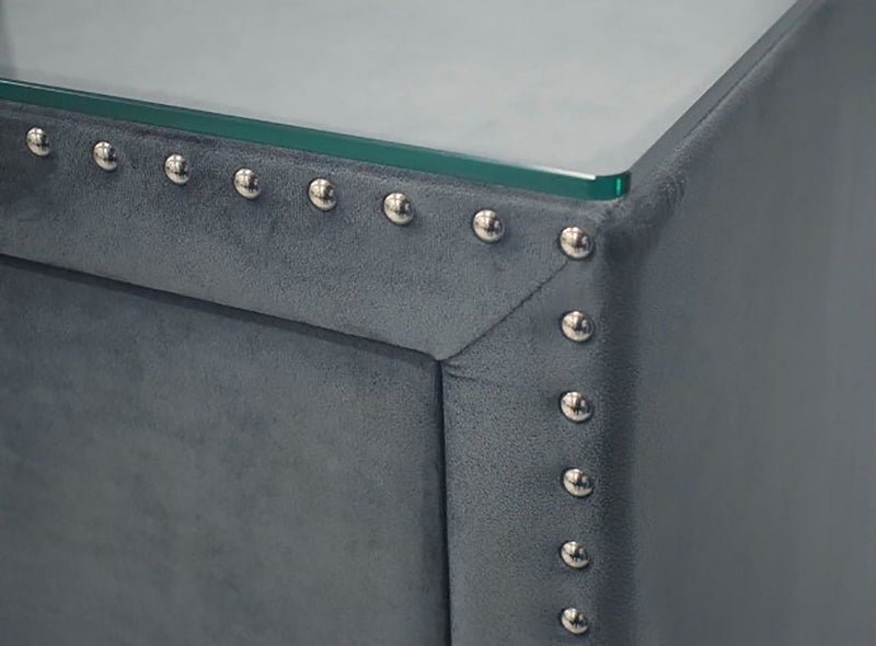 Crown Mark Furniture Lucinda 2 Drawer Nightstand in Gray