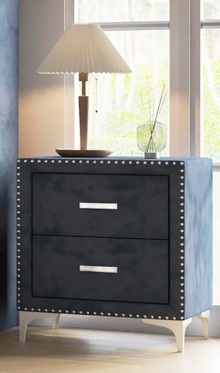 Crown Mark Furniture Lucinda 2 Drawer Nightstand in Gray