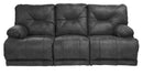 Catnapper Voyager Lay Flat Reclining Sofa with Drop Down Table in Slate