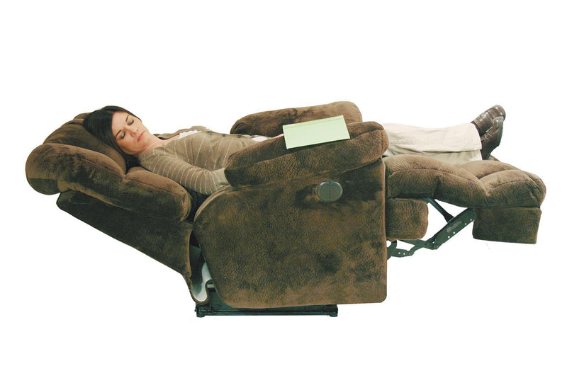 Catnapper Cloud 12 Power Chaise Lay Flat Recliner in Camel