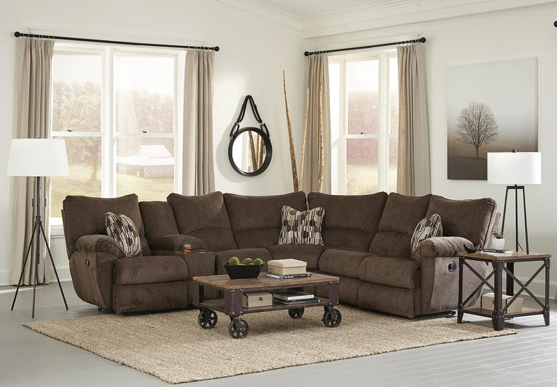 Catnapper Elliott 2pc Power Lay Flat Reclining Sectional in Chocolate