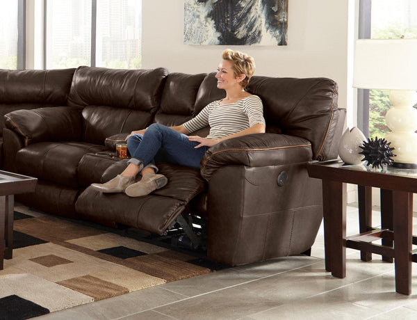 Catnapper Milan Lay Flat Reclining Console Loveseat in Chocolate 4349 image