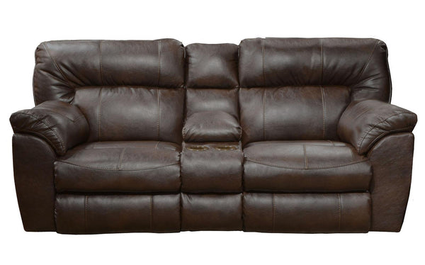Catnapper Nolan Extra Wide Reclining Console Loveseat w/ Storage & Cupholder in Godiva image