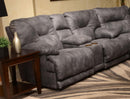 Catnapper Voyager Power Lay Flat Reclining Console Loveseat in Slate