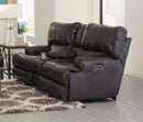 Catnapper Wembley Lay Flat Reclining Console Loveseat in Steel