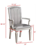Crown Mark Klina Glam Dining Arm Chair in Light Gray (Set of 2)