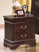 Crown Mark Furniture Louis Philip Nightstand in Dark Cherry