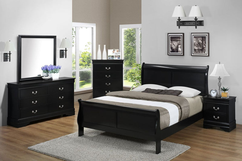 Crown Mark Furniture Louis Philip Nightstand in Black