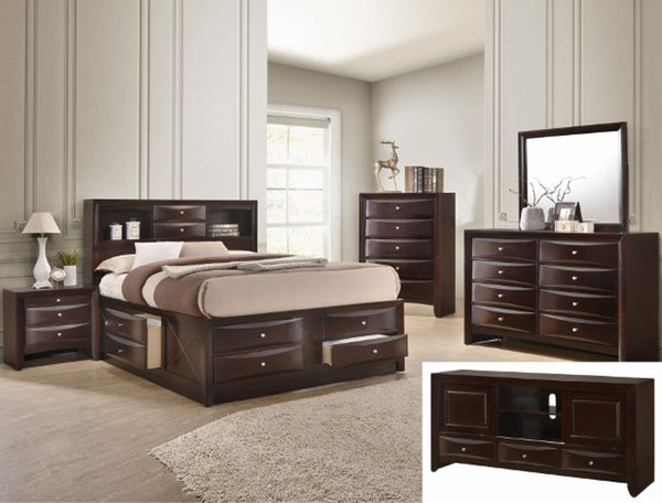 Crown Mark Emily Nightstand in Dark Cherry