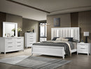 Crown Mark Furniture Cressida King Upholstered Panel Bed in White B7300-K