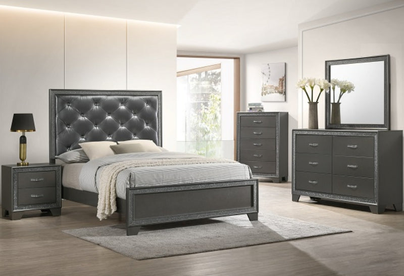 Crown Mark Furniture Kaia Nightstand in Dark Gray