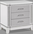 Crown Mark Furniture Ariane Nightstand in White and Silver B1690-2 image